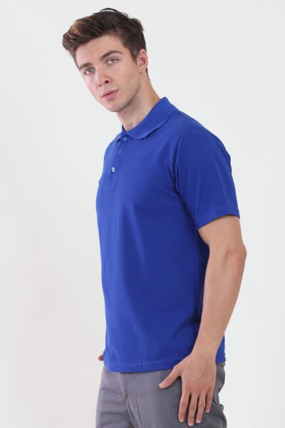 Polo Yaka Saks Mavi Tshirt