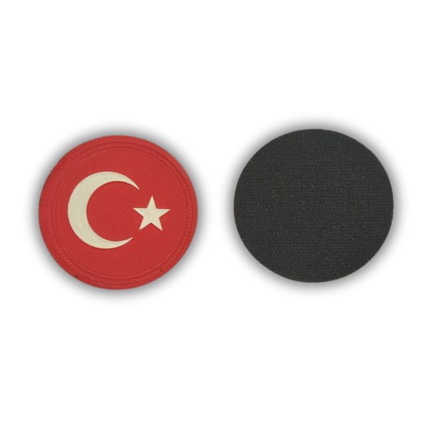 3D Türk Bayrağı Arması (Yuvarlak, 7*7, Arkası Cırtlı)