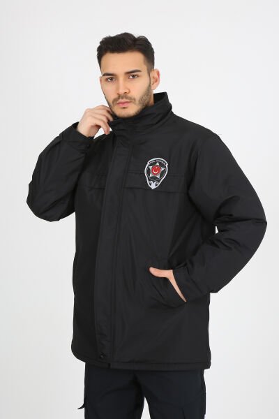 Erkek Siyah Güvenlik Kaban Siyah - XL