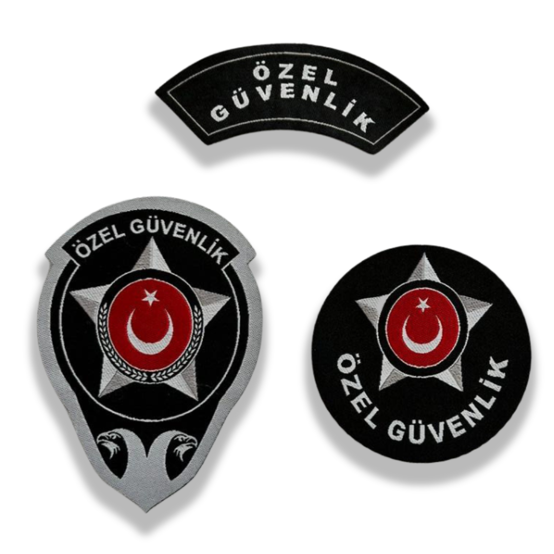 Yeni Kamu Özel Güvenlik Dokuma Arma Üçlü Takım (Dokuma Göğüs,Kol ve Kep Arması)