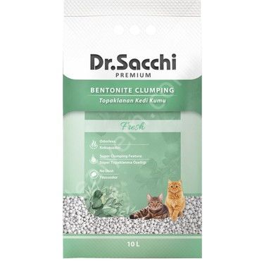 Dr. Sacchi Premium Fresh Süper Topaklanan İnce Taneli Kokusuz Bentonit Kedi Kumu 10lt