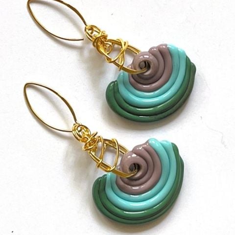 Purple-Green Circle Earrings