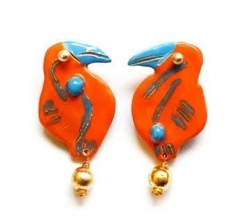 Parrots And Golden Ball - Küpe