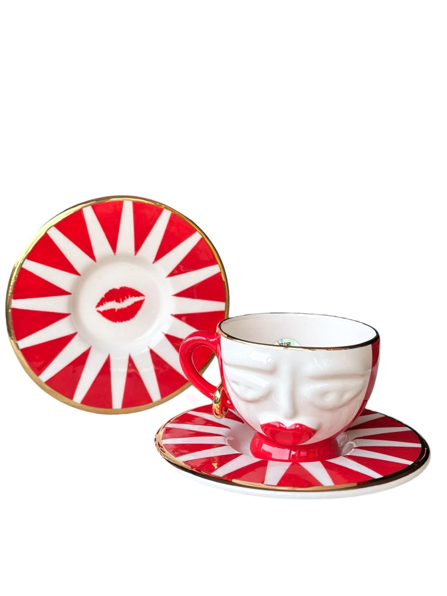 Rukiye Double Kiss Çay Takımı-Kırmızı
