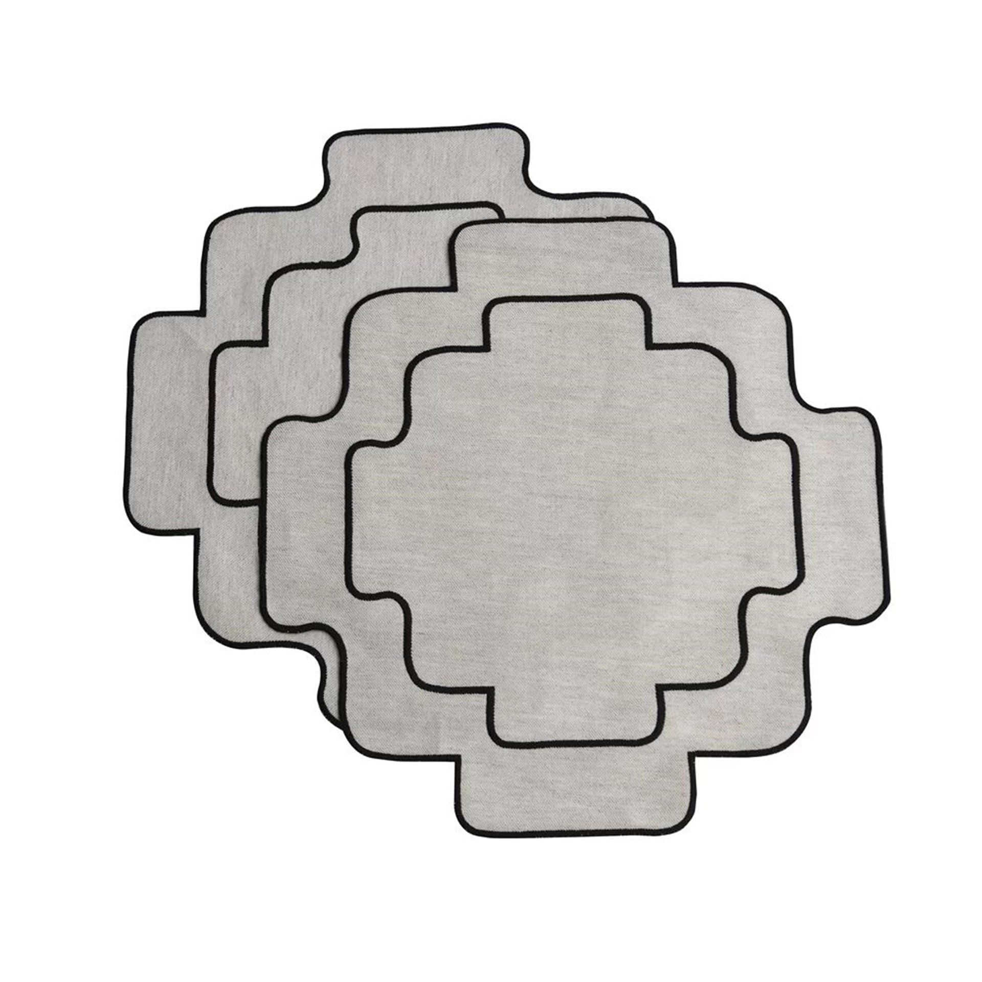 Siyah Nakışlı Keten Chakana Amerikan Servis