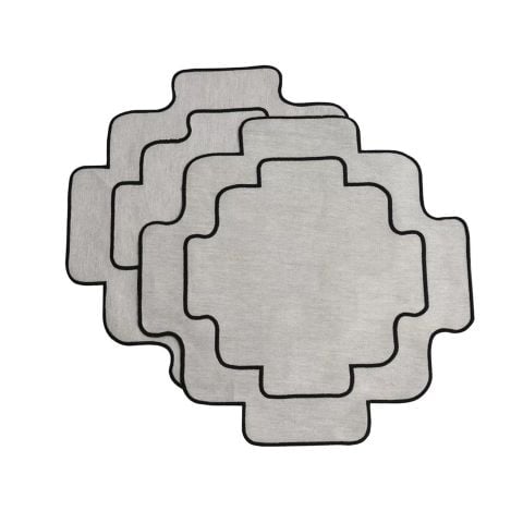 Siyah Nakışlı Keten Chakana Amerikan Servis