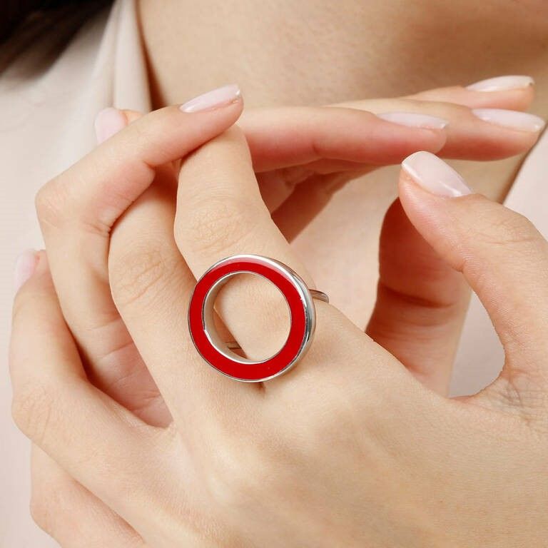 Kırmızı Mineli Daire Yüzük