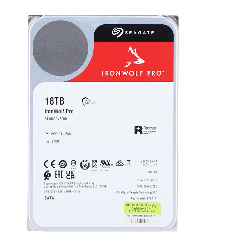 Seagate IronWolf Pro ST18000NE000 3.5'' 18 TB 7200 RPM 256 MB SATA 3 NAS HDD