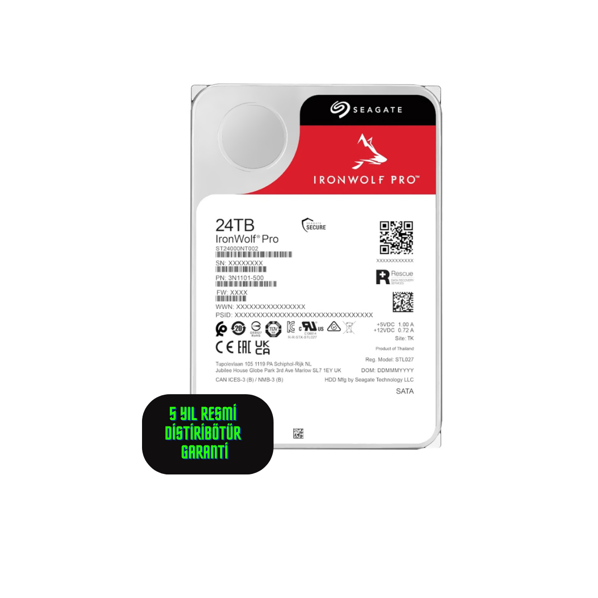 Seagate IronWolf Pro ST24000NT002 SATA 3.0 7200 RPM 3.5'' 24 TB Harddisk (5 YIL GARANTILI)