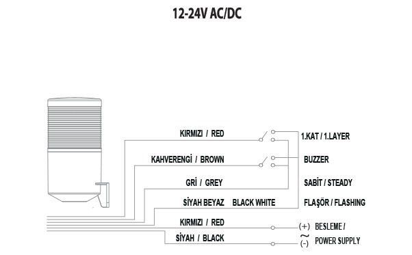 Mucco SNT-K7022-F1-2 Tek Katlı Işıklı Korna Sabit Flaşör 40-250V AC/DC