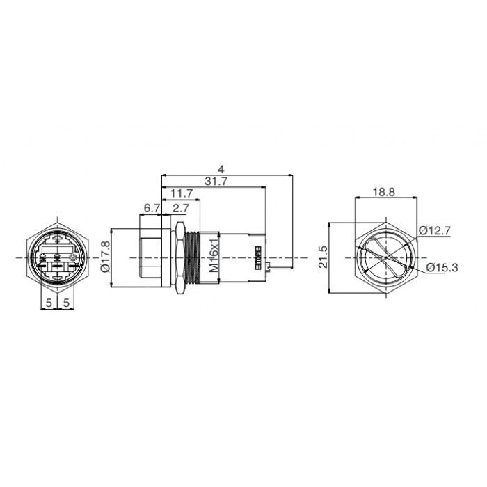 Butto J16-472-0-E-YD 16mm Metal Sarı LED Işıklı 0-(1) Yaylı Mandal Buton 6-24V DC