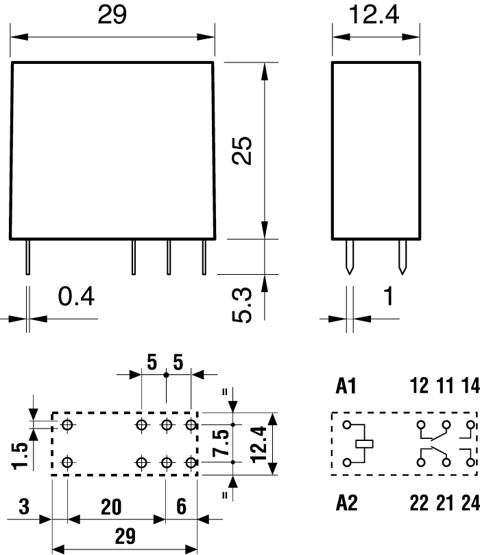 Finder F.40.52.7.024.0000-Minyatür PCB Röle 2 Co-8A Kont 24V Has.DC Pin:5mm