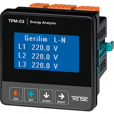 Tense TPM-03 Haberleşmeli, 128×64 Grafik LCD Ekranlı Enerji Analizörü