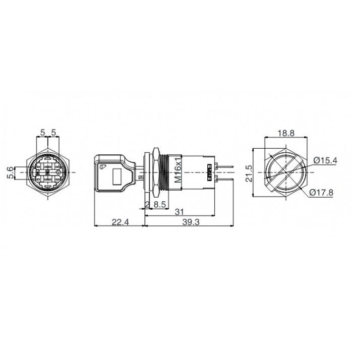 Butto J16-612-0-E 16mm Işıksız 0-(1) Yaylı Anahtarlı Buton 6-24V DC 220 VAC