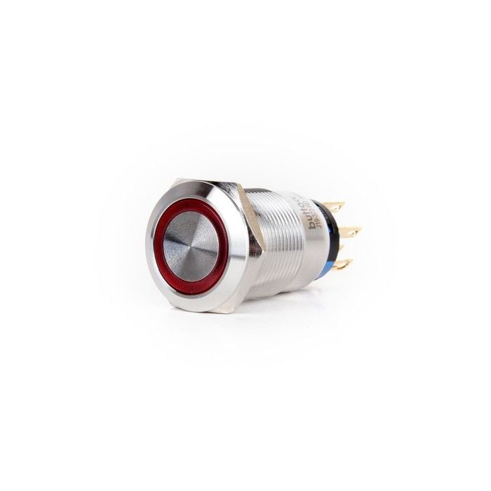 Butto J19-272-RD 19mm Metal Kırmızı LED Işıklı Yaylı Buton 6-24V DC