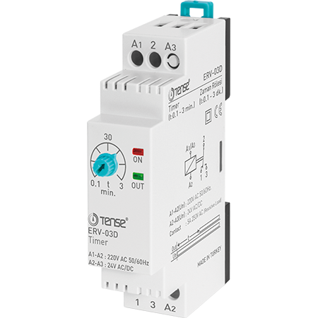 Tense ERV-03D Çekmede Gecikmeli  0,1Sn.-3Dk. Ayarlanabilir Zaman Rölesi