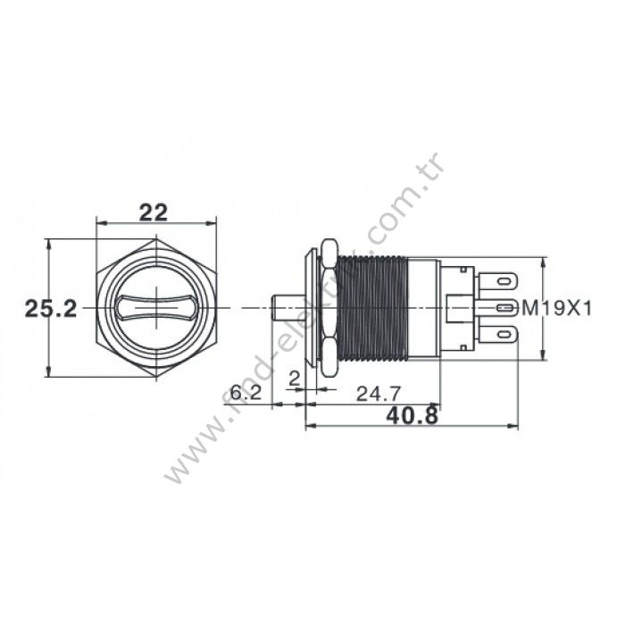 Butto J19-472-2-WA2 19mm Metal Beyaz LED Işıklı 0-1 Kalıcı Mandal Buton 220V AC