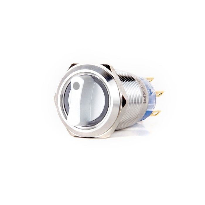 Butto J19-472-2-WD 19mm Metal Beyaz LED Işıklı 0-1 Kalıcı Mandal Buton