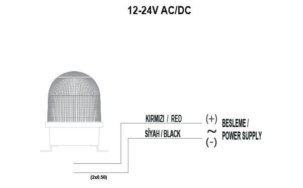 Mucco SNT-D12513-3 D Serisi Endüstriyel İkaz Lambası 12-24V AC/DC