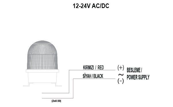 Mucco SNT-D12522-KFS-3 D Serisi Kafesli Endüstriyel İkaz Lambası 85-260V AC/DC