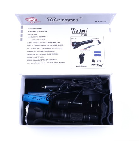 Watton WT-253 Orjinal 600 Lümen Tx6 Şarjlı Özel Avcı Feneri