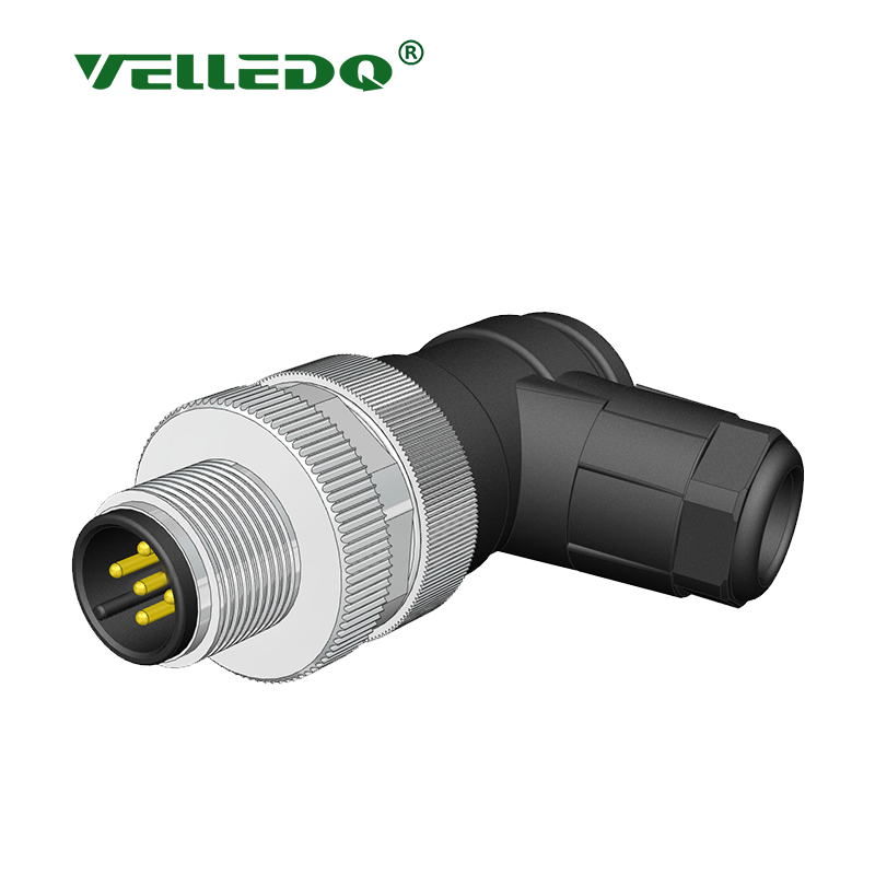 M12-M05S M12 5 Pin Erkek Açılı Konnektör - Velledq