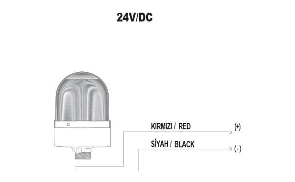 Mucco SNT-S725-S-4 70 Serisi Somun Bağlantılı Tepe Lambası Sabit 24V DC Mavi Işık