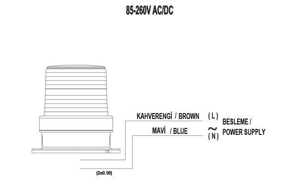 Mucco SNT-125-B-1 100 Serisi Power Led Buzzer Tepe Lambası 85-260V AC/DC