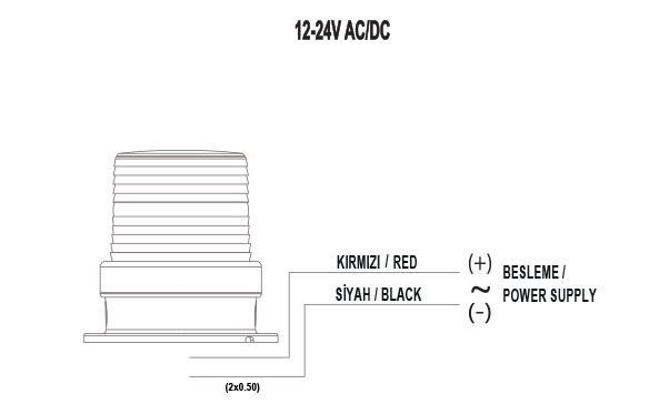 Mucco SNT-915-B-1 90 Serisi Power Led Buzzer Tepe Lambası 12-24V AC/DC