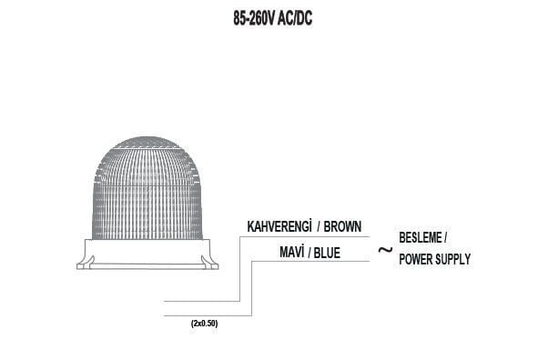 Mucco SNT-1225-B-1 125 Serisi Power Led Tepe Lambası Buzzer 85-260V AC/DC