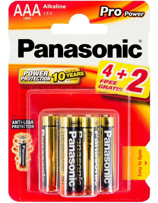 Panasonic LR03PPG/6BP PANASONİC Pro Power Alkalin AAA İnce Kalem Pil 4+2'Li Paket