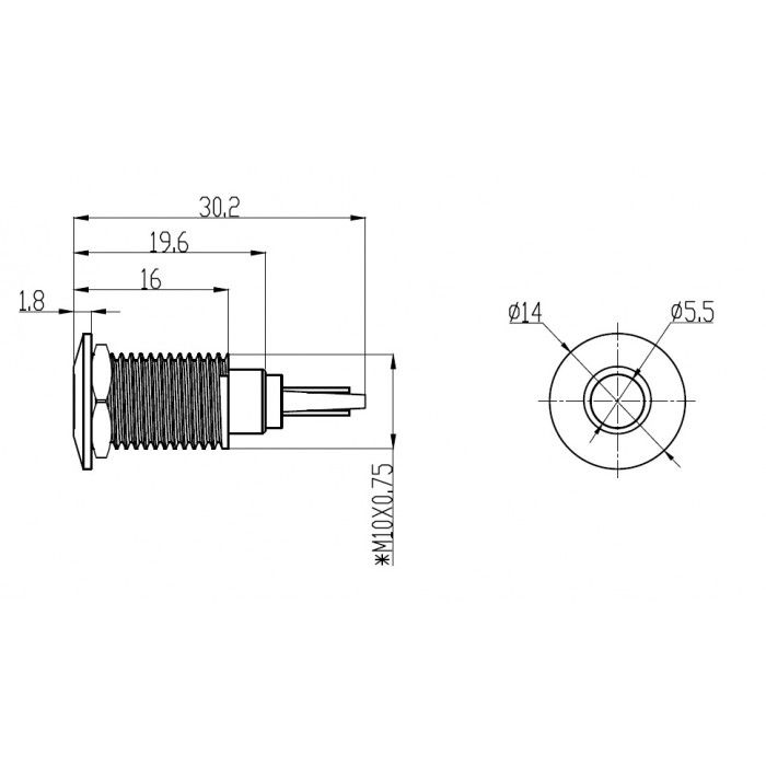 Butto J10-130P-YA2 10mm IP67 Metal Sinyal Lambası 220VAC Sarı