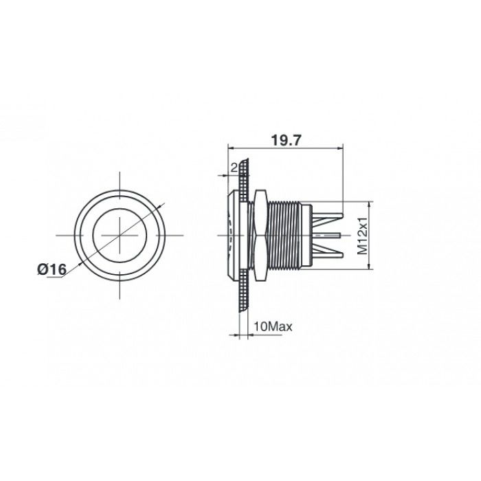 Butto J12-170P-RA2 12mm IP67 Metal Sinyal Lambası 220VAC Kırmızı