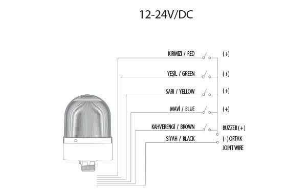 Mucco SNT-S74-B-RGB Somun Bağlantılı Çok Renkli Rgb Buzzer İkaz Lambası 12-24V DC