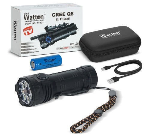 Watton WT-623 Cree Q8- XPG 8+1 Led Şarjlı El Feneri