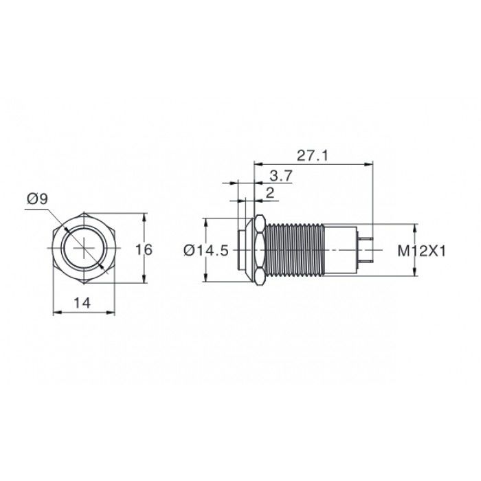 Butto J12-361-WD 12mm Metal Beyaz LED Işıklı Kalıcı Buton 6-24V DC