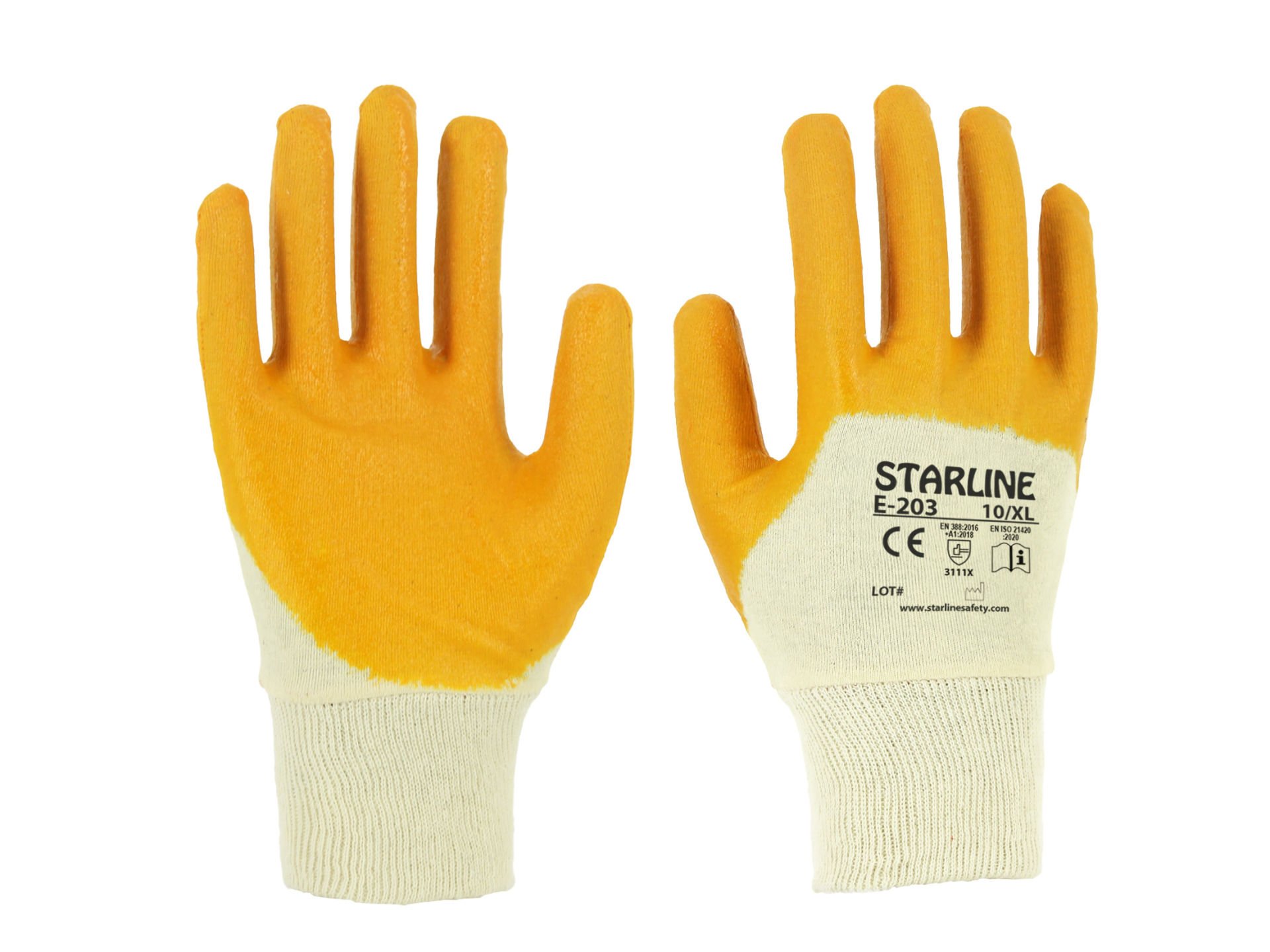 Starline E-203 3/4 Sarı Nitril Kaplı Pamuk İş Eldiveni 2121X