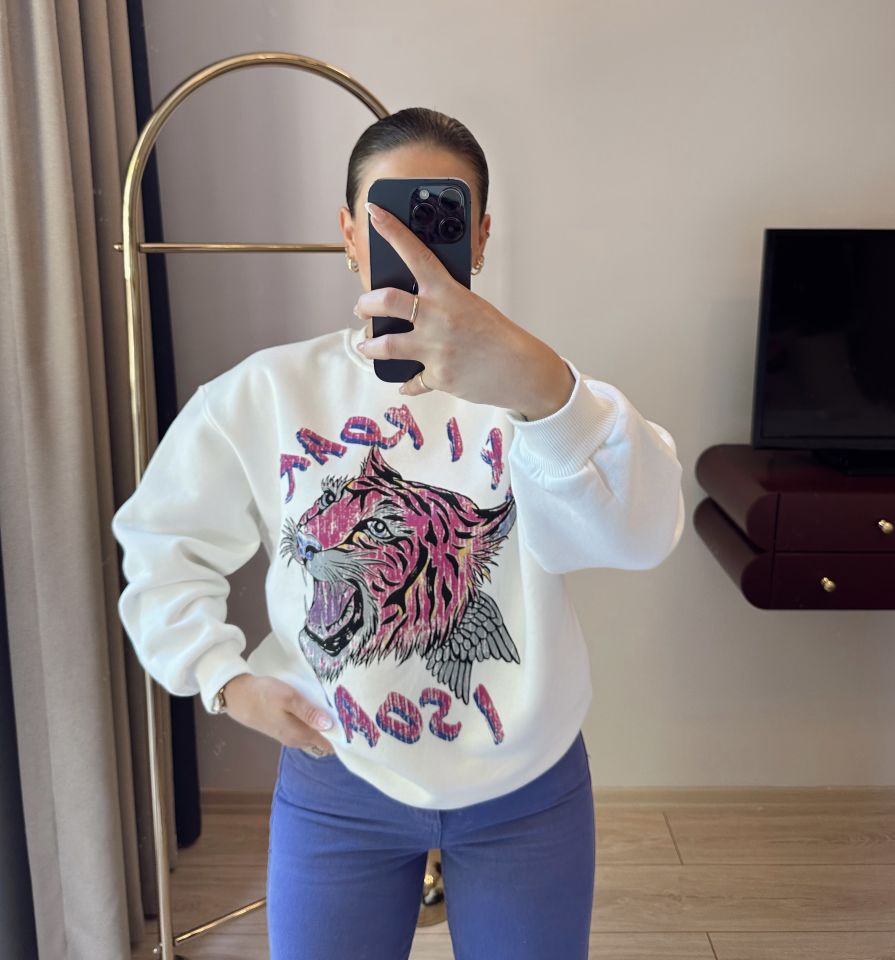 Renkli Baskılı Sweatshirt