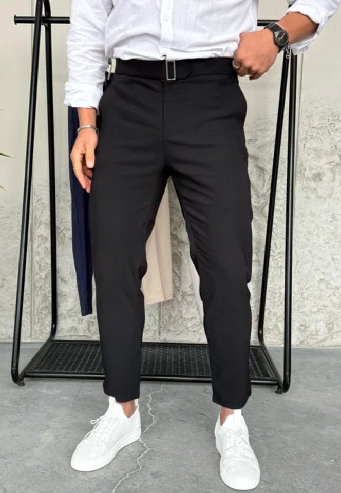 Kemer Detaylı Slimfit Kumaş Pantolon