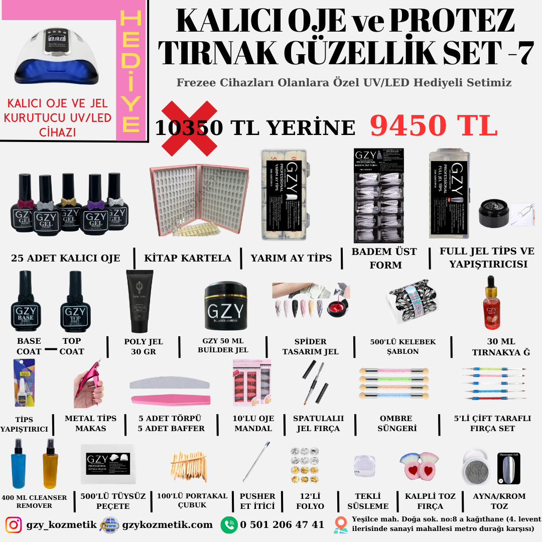 GZY Kalıcı Oje ve Protez Tırnak Güzellik Salon Set-7