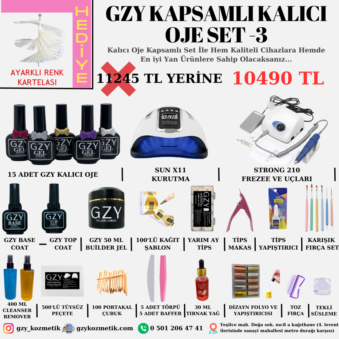 Gzy Kapsamlı Kalıcı Oje ve Protez Tırnak Set - 3