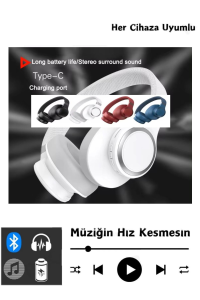 Kulak Üstü Bluetooth Kulaklık 5.1 Wireless bluetooh Aux Girişli Hafıza Kartlı Stereo Kulaklık