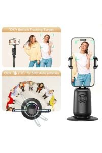 Profesyonel Gimbal 360° Yüz Takip Telefon Sabitleyici Tutucu Video Canlı Yayın Akıllı Tripod P03
