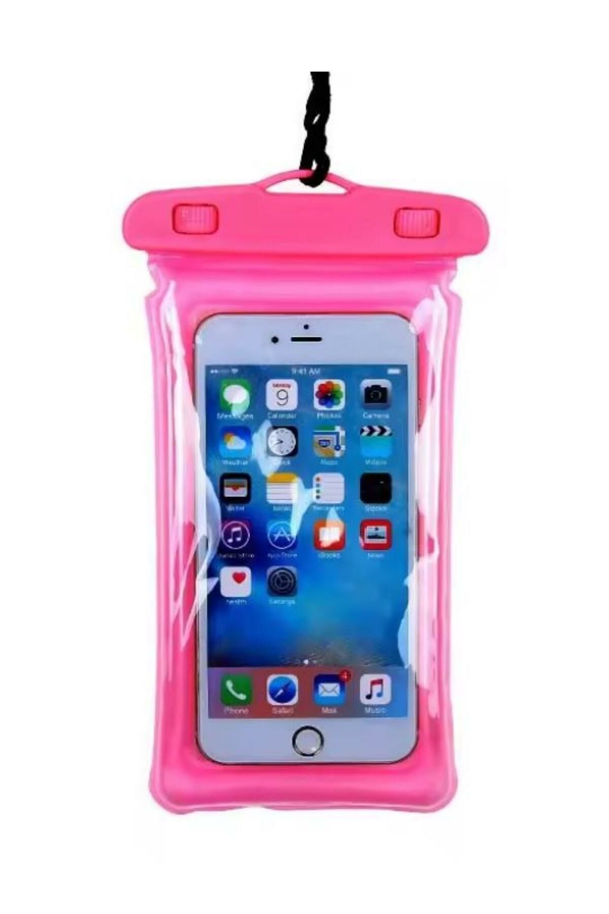 Su Geçirmez Waterproof Deniz Havuz Telefon Kılıfı 7,2 inç Tüm Telefonlara Uyumlu Pembe