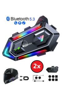 300 Mt Intercom 2 Eşleşmeli Kask Kulaklık Y-20MX Su Geçirmez Bluetooth Motosiklet Intercom Kulaklık