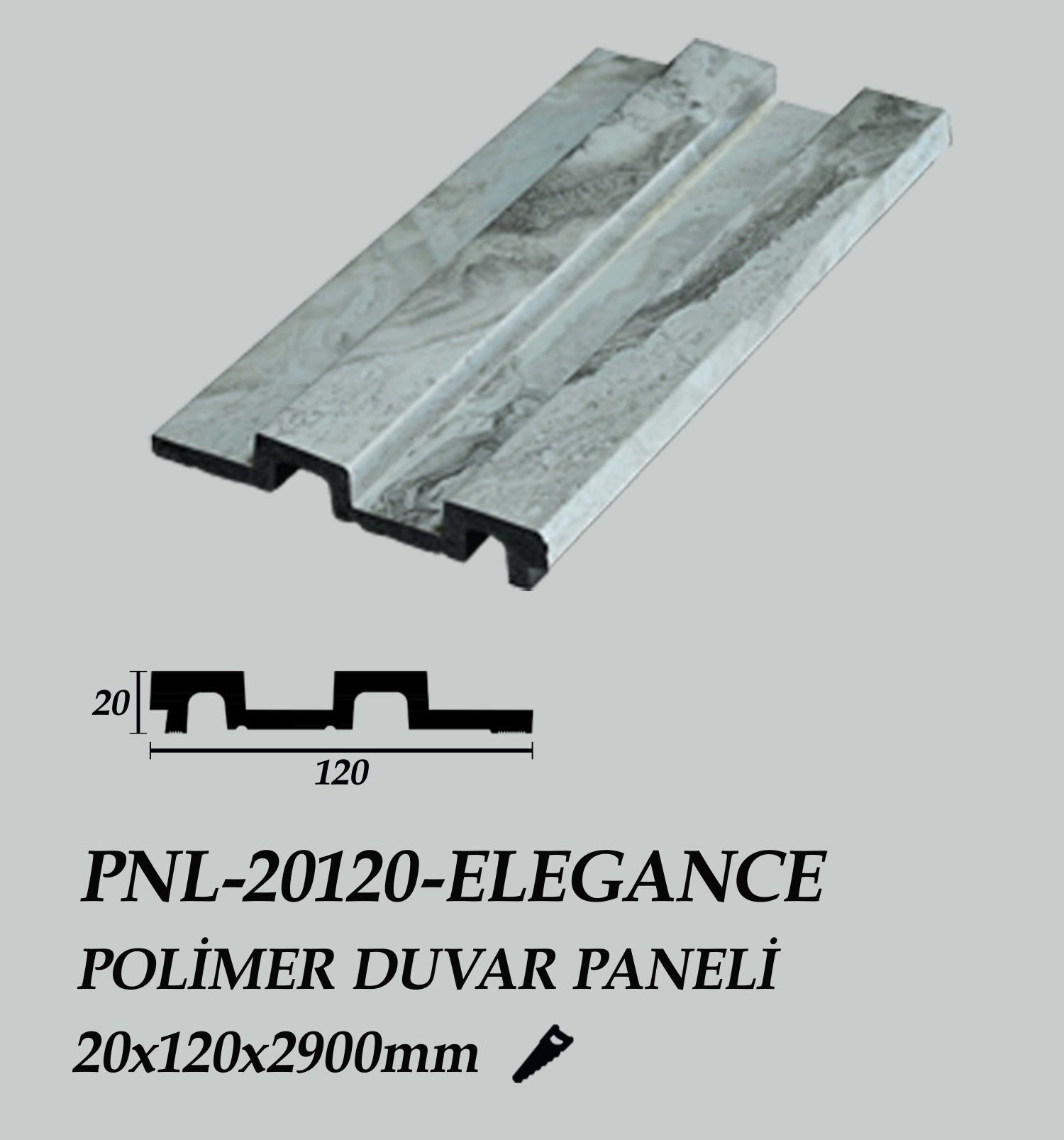 PNL-20120-ELEGANCE Polimer Duvar Paneli 20X120X2900mm