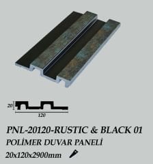 PNL-20120-RUSTIC&BLACK 01 Polimer Duvar Paneli 20X120X2900mm