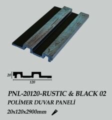 PNL-20120-RUSTIC&BLACK 02 Polimer Duvar Paneli 20X120X2900mm