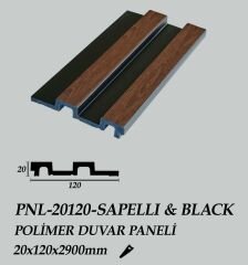 PNL-20120-SAPELLI&BLACK Polimer Duvar Paneli 20X120X2900mm