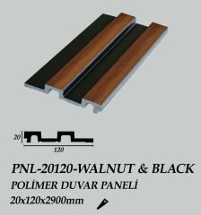 PNL-20120-WALNUT&BLACK Polimer Duvar Paneli 20X120X2900mm